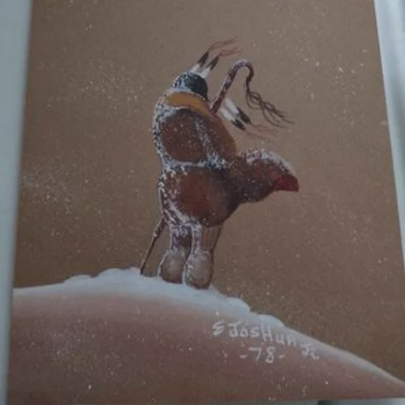 Paintings by Native American artist E. Joshua Jr. ( 3 paintings 10 × 8)